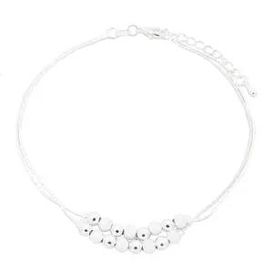 Amy & Annette Ball Bead Anklet 14k White Gold with Beads and Simple Design