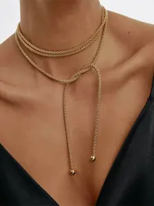 1Pcs Stainless Steel Fashion Layered Wear Long Chain Necklace For Women Trendy Waterproof Collar Neck Chain Jewelry Gift Stackable Clavicle Chain Layering Necklaces