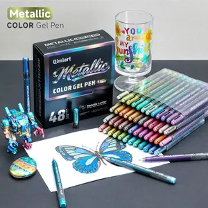 48 Colors Metal Color Stylo Gel Pens Set, Assorted Medium Point 1.0mm, Smooth Writing, Perfect for Coloring, Drawing, Highlighting