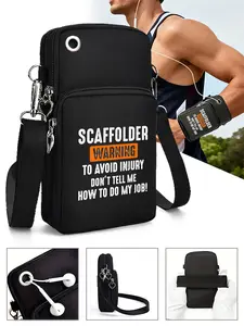 Scaffolder Warning Printed Small Crossbody Bag with Multiple Zipper Pockets Functional Lightweight Shoulder Phone Purse for Construction Workers Outdoor Worksites Daily Use Durable Convenient Organizer for Men and Women