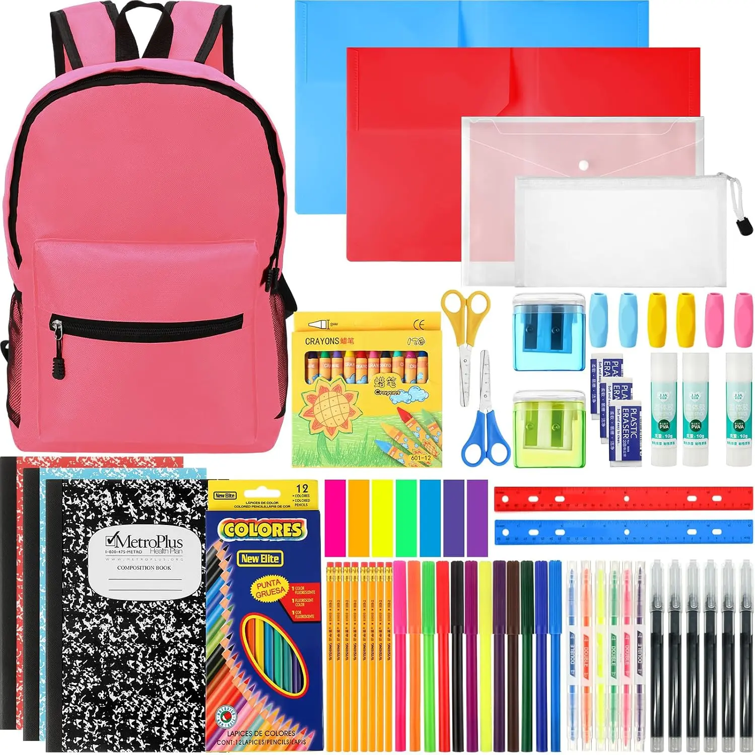 Gilprop 86-Piece School Supplies Kit with Pink Backpack - Essential Back to School Bundle for Elementary Students, Complete Classroom Set, Perfect for Organized Learning and Fun!