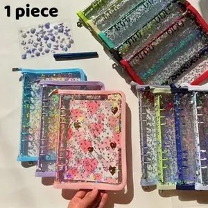 A5 Colorful Star Zipper Ring Binder, File Folder, Notebook, Sticker Book, Pencil Case, Photo Album, Budget Planner, PVC Material