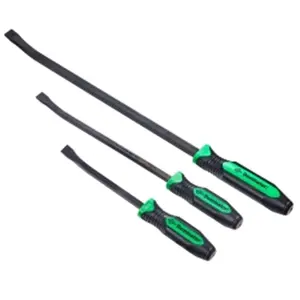 212 MAIN 3-Piece Curved Pry Bar Set, Green, Patented Handle, Steel Shaft