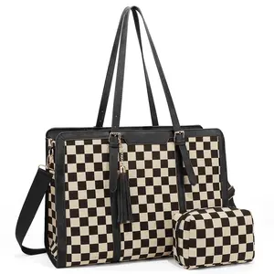 Women's Large Tote Bag Set with Pouch, Adjustable Shoulder Strap, Work Travel Laptop Handbag