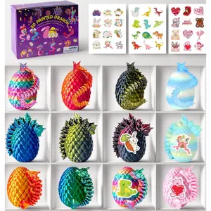 12 Pack Dragon Egg Surprises: 3D Printed Dragon Models Inside with DIY Stickers. Prefilled Easter Basket Stuffers, Collectible Fidget Toys for Kids, Teens & Fantasy Lovers