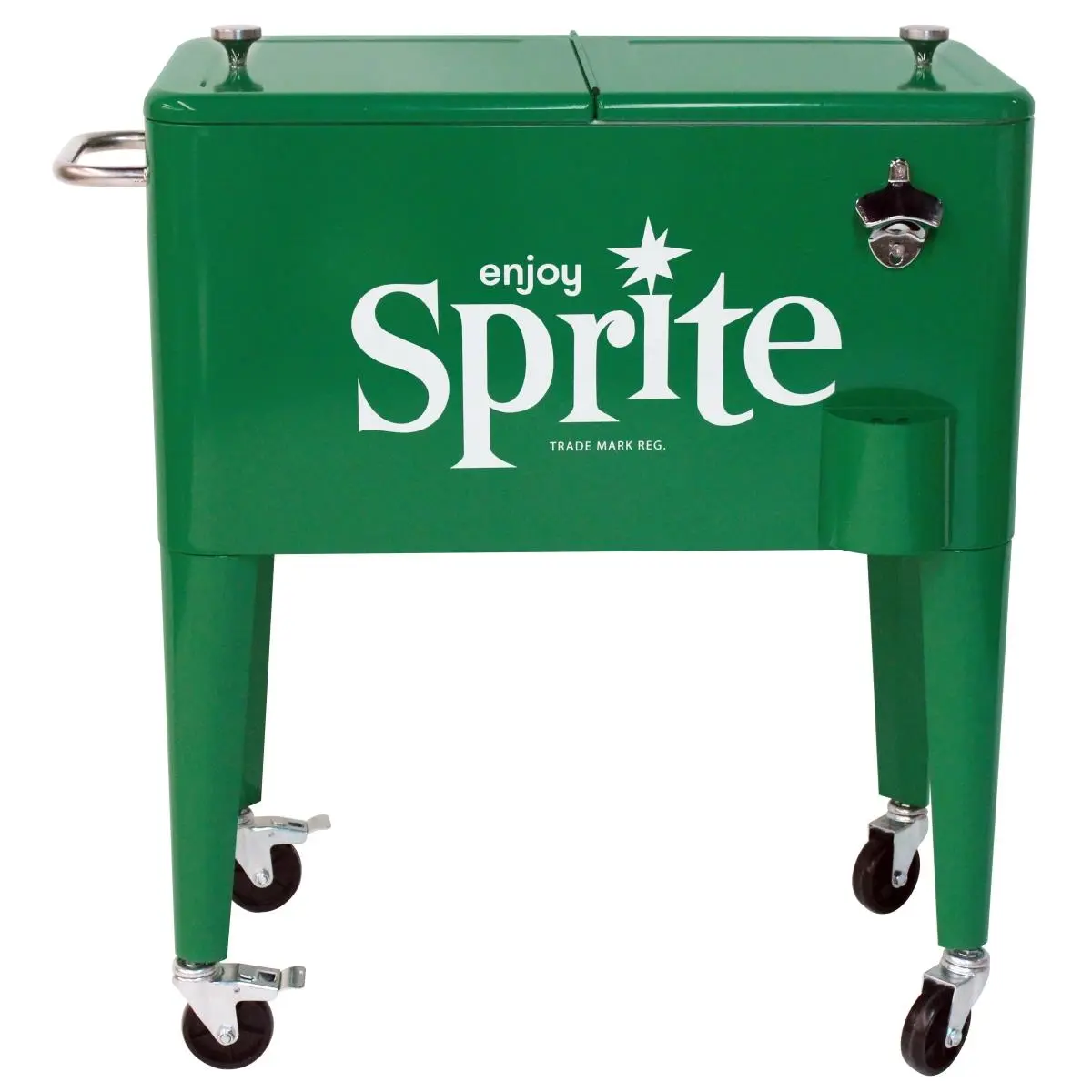 212 MAIN 60 Qt Capacity Retro Rolling Cooler with 4 Casters, Insulated Poly Liner, Heavy Duty Bottle Opener and Drain with Plug - Sports & Outdoor Camping Hiking Camp Kitchen Essential, Four Casters