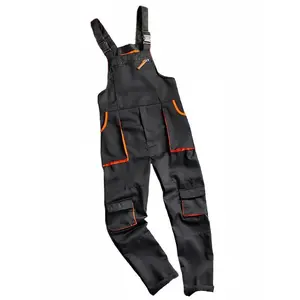Multi-pocket Tool Workwear Suit Auto Repair Labor Protection Suit Body Suit with Belt Black Work Pants