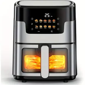 【SUMNEWSHOP】10-in-1 Air Fryer 5 QT Stainless Steel 10-in-1 Digital Air Fryer with LED Touchscreen, 10 Presets, Dishwasher-Safe Basket, Includes 20 Air Fryer Liners