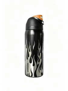 Owala FreeSip 32oz leak-proof and spill-proof, BPA-free, and perfect for fitness, sports, and everyday use. It comes in a black flame design double layer travel cup holder fit outdoorfun daily drinkware flask，owala freesip stainless steel water fathersday