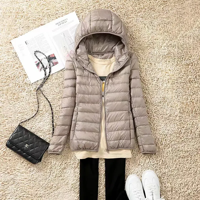 Khaki women's hooded