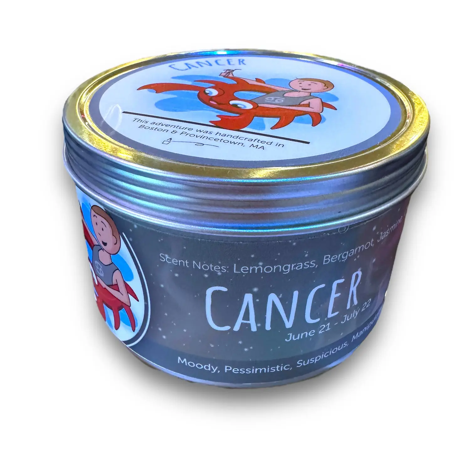 Cancer Zodiac Candle - Lemongrass, Bergamot, Jasmine, Chamomile - 16-oz