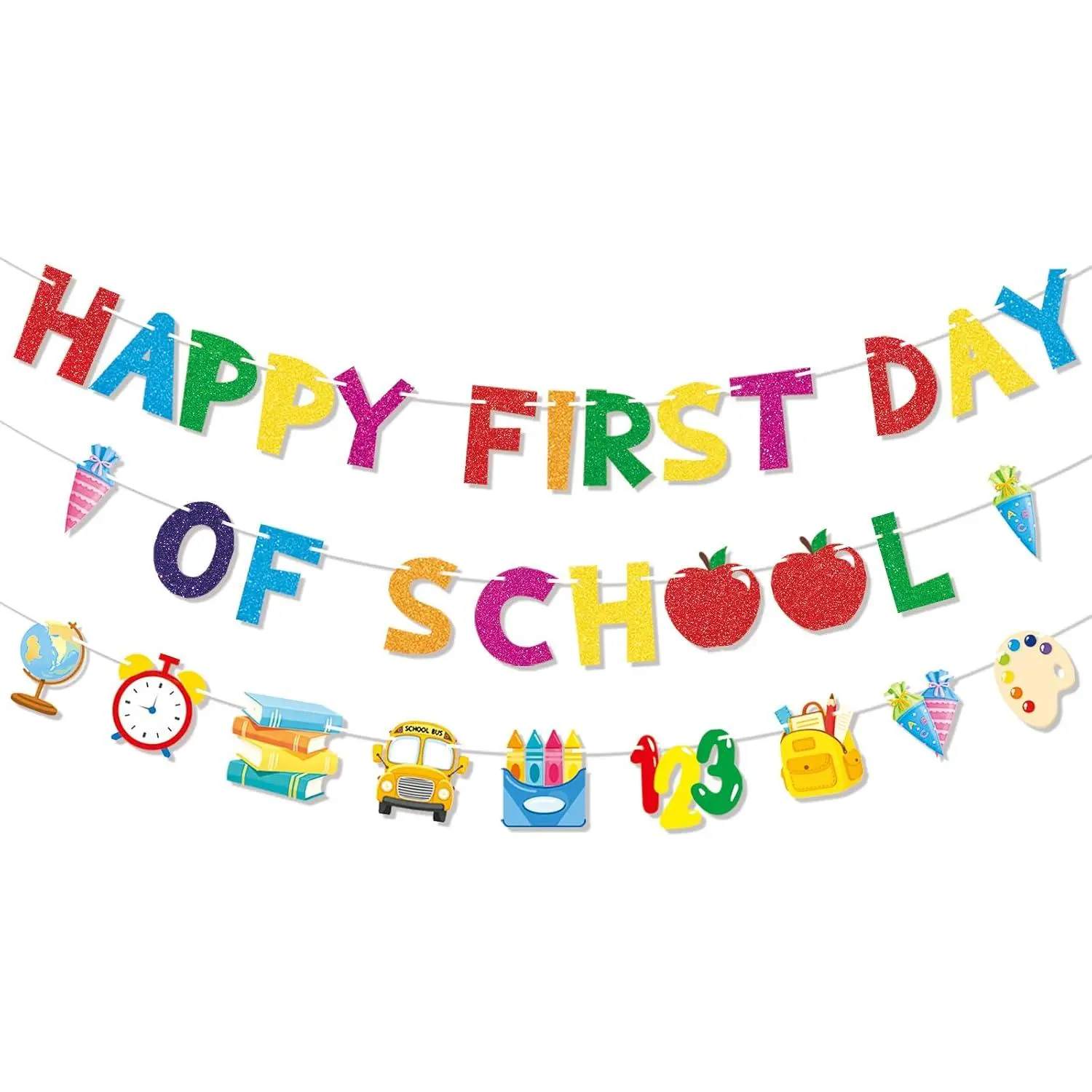 Happy First Day of School Banner, Back To School Decorations, Colorful