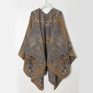 [Vintage Shawl Poncho] Elegant Vintage Jacquard Shawl Poncho - Long Winter Warm Wrap, Trendy Blanket Scarf
