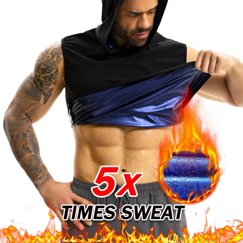 CATTIBOR Menswear Sauna Shirt for Men Anti-Rip Men's Heat Trapping Pullover Vest Hoodies Tank Top for Boxing Exercise，Workout GYM Yoga Clothing For Men