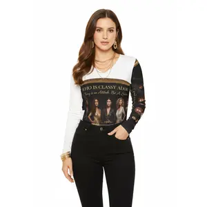 Classy Adore One Sleeve Banner Graphic Shirt