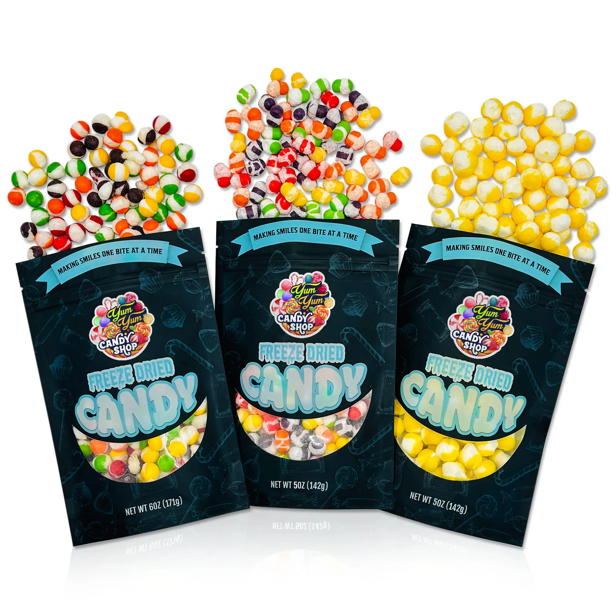 Freeze Dried Candy Trio Pack Lemon Balls Itty Bitties Rainbow Krunchies Snack Tart Crunchy Candies Sweet Sour Bundle Variety Gift Assortment