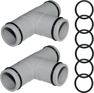 (2 PACK)1-1/4 Inch T Tee Joint Pool Filter Pump Hose Connector Replacement for Intex Swimming Pool Pumps(3 interfaces)