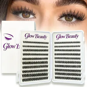 Pre-Glued DIY Lash Clusters Kit | No Glue Needed Waterproof D Curl Individual Lashes | Soft Natural Volume Press-On Lash Extensions Easy for Beginners