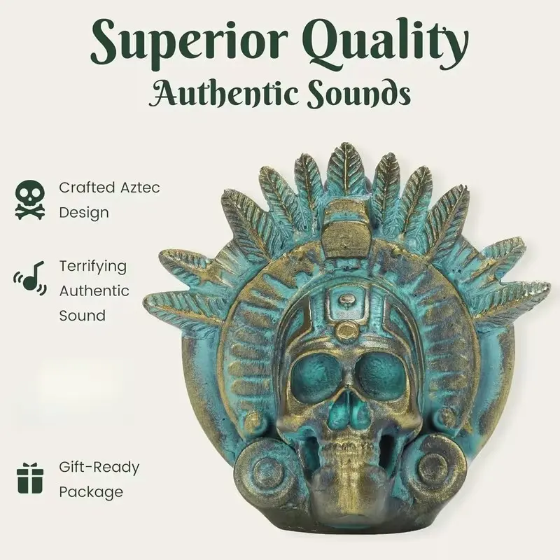 New Screaming Aztec Cultural Death Whistle, Loudest Authentic Real Human Scream, Scary, 126+ Decibels, Copper Color and Matte Design, Resin Material, Halloween Horror Gift
