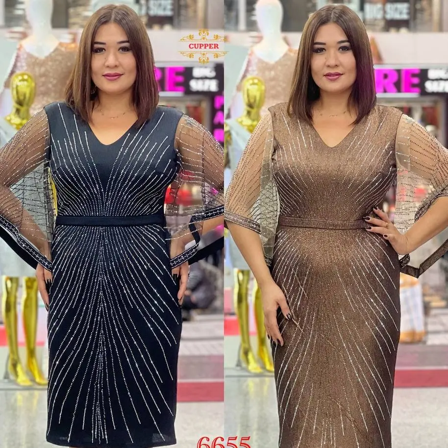 Cupper Brown Fitted Gown with Stones and Net Hand for Classic Ladies 6655 Elegant Evening Wear