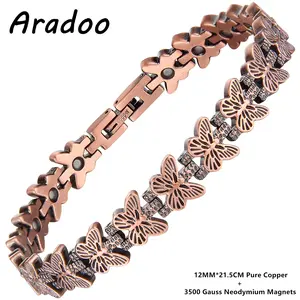 ARADOO Premium Copper Butterfly Bracelet for Women with 3500 Gauss Neodymium Magnetic Bracelet Jewelry Gifts Aradoo