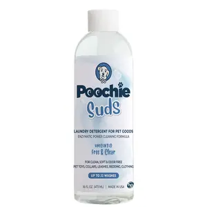 Poochie Suds Pet Laundry Detergent for Getting Pet Toys, Collars, Bedding & Pet Stuff Really Clean - Unscented Formula, Hypoallergenic - One Bottle Cleans up to 32 Loads