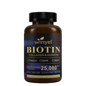 Biotin Collagen & Keratin Capsules, Beauty Vitamin Complex for Hair Skin & Nails, 25,000 mcg, 60 Count
