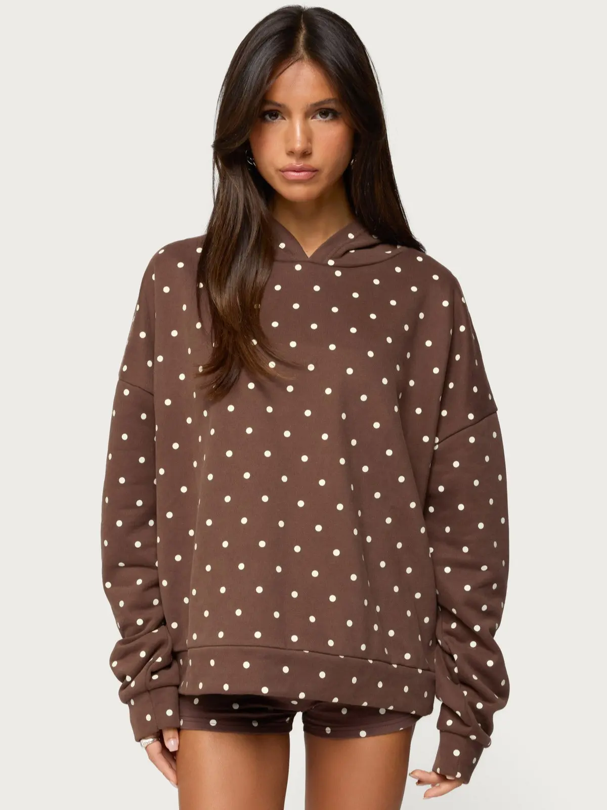 Edikted Chelsie Polka Dot Hoodie - Women's Polyester & Cotton Blend ...