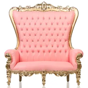 "Bubble Gum" Double Velvet Throne Chair (Pink/Gold)