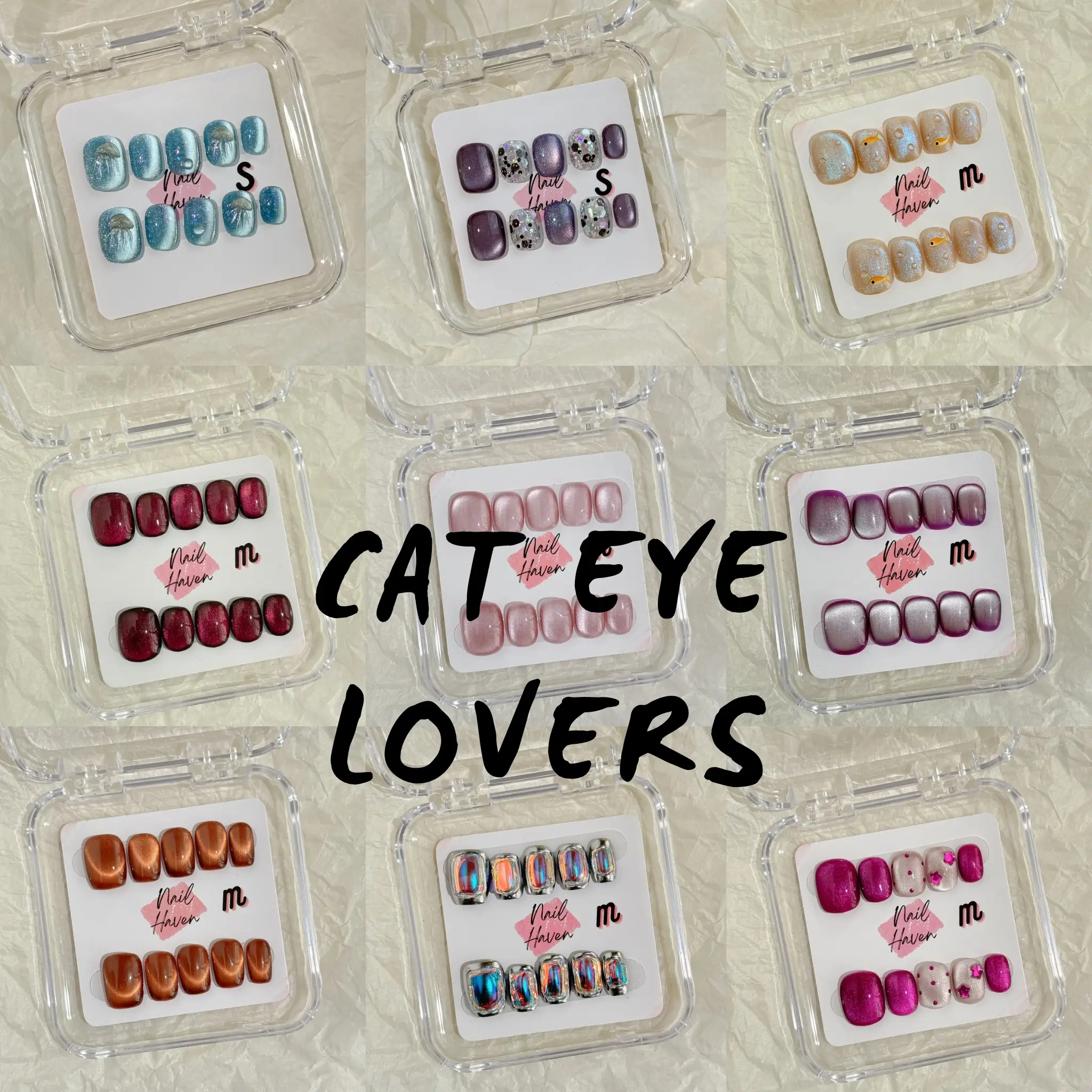 NailHaven| cat eye collection |all kinds of cat eye nails| short press-on nails |cute nails| nails | acrylic press-on| fake nails |Handmade | high q