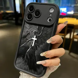 Archangel Michael Illustration & Cross Phone Case Featuring A Thickened Soft Tpu Back And Raised Camera Step Design Blending Cloud-Like Comfort With Reliable Lens Protection For iPhone 17 16 15 14 13 12 11 X XS