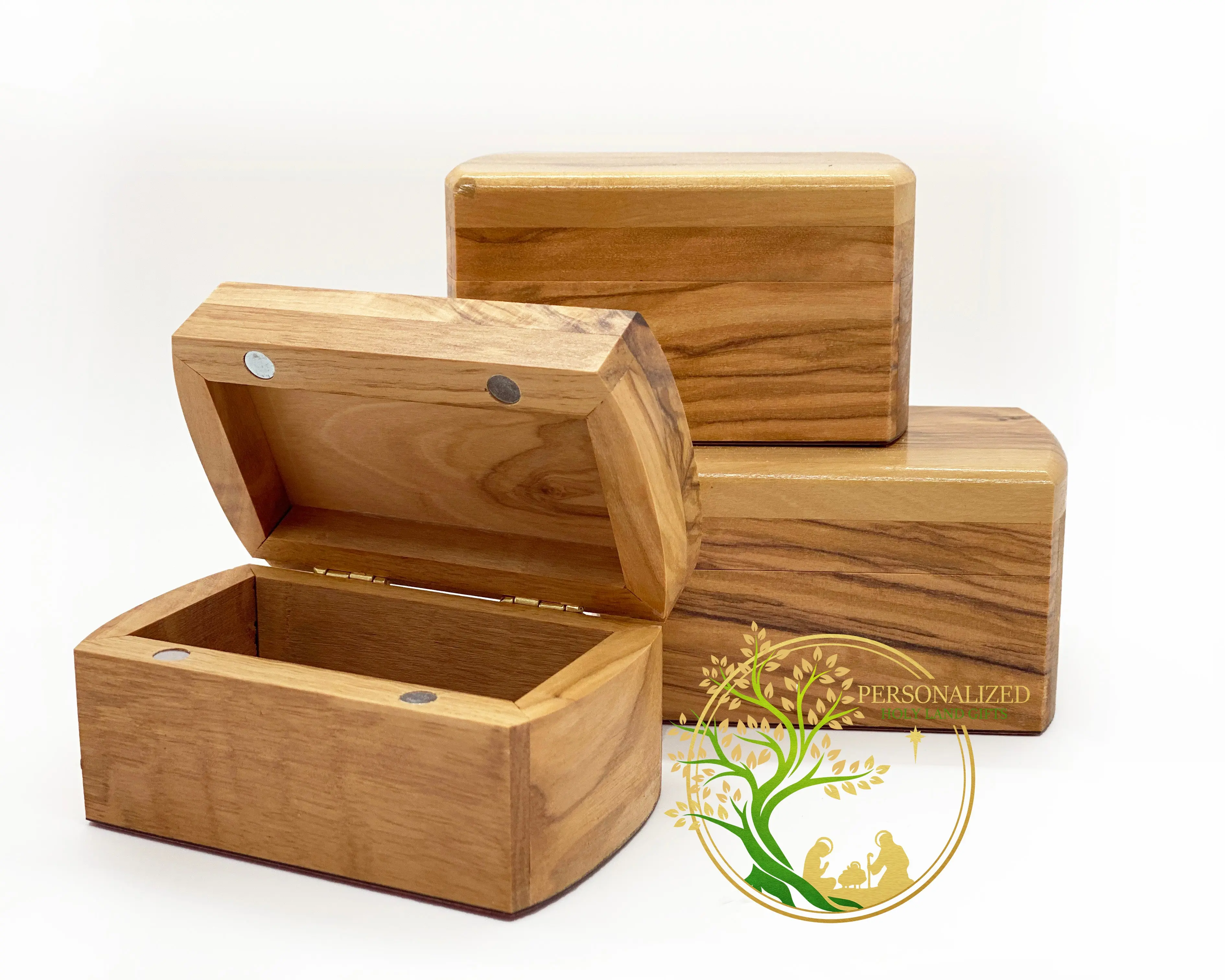 Holy Land Olive wood Rosary Box | Personalized Wooden box | keepsake First communion rosary box Gift  Decorative Organiser Room
