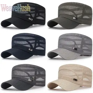 Men’s Breathable Mesh Military Flat Top Cap, Quick Dry UV Protection Sun Hat, Lightweight Adjustable Tactical Army Cap for Outdoor Fishing, Hiking, Camping & Hunting, Ventilated Summer Hat for Travel, Gardening & All Outdoor Activities