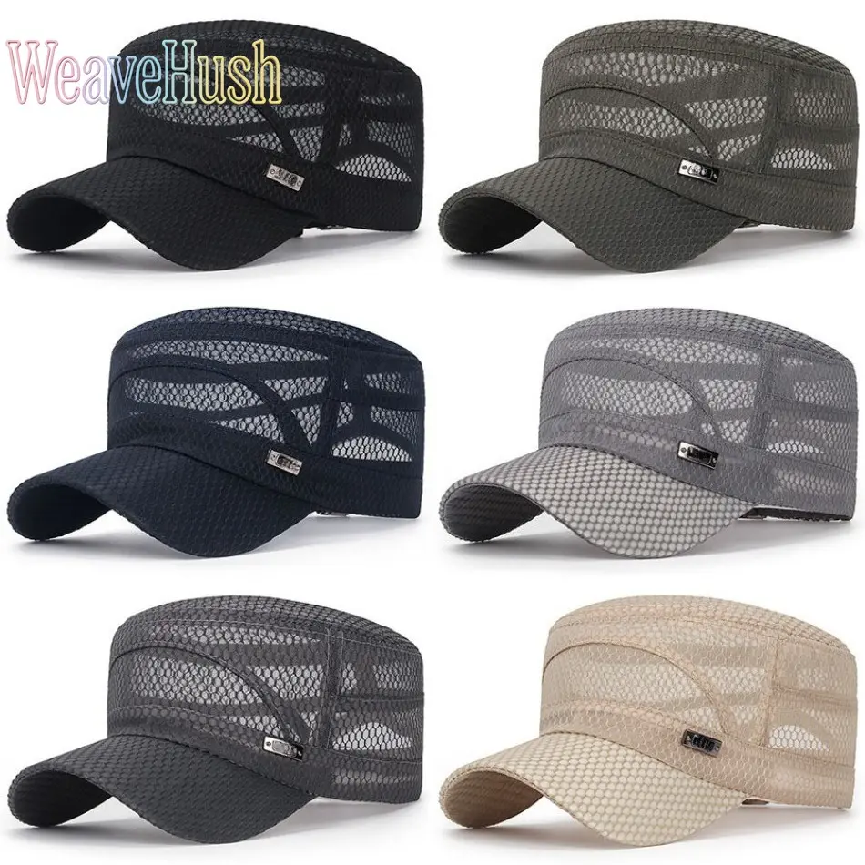 Flat Top Cotton Military Cap with Breathable Mesh, UV Resistant & Adjustable Tactical Hat for Men & Women, Ideal for Hiking & Driving, All Seasons, Cooling