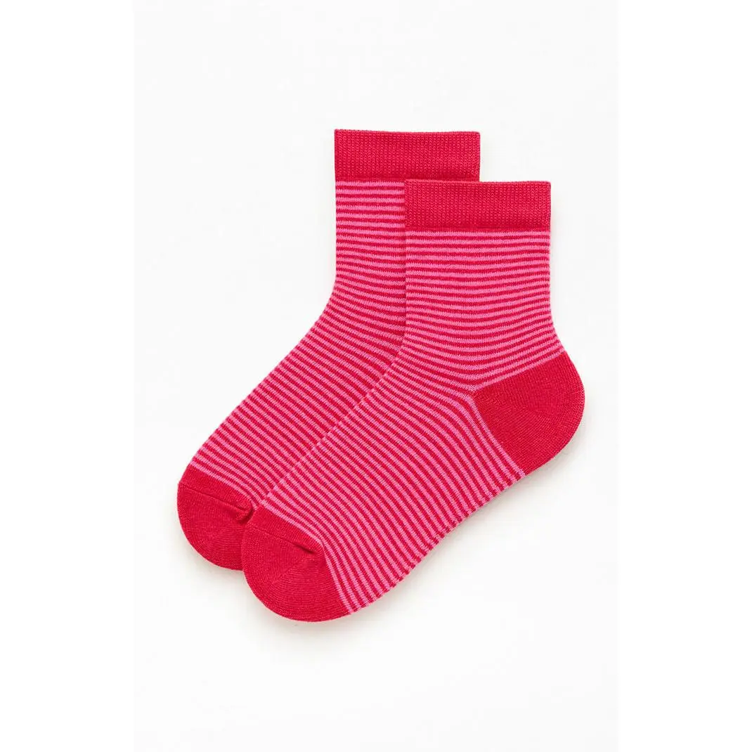 John Galt Women's Red Striped Ankle Socks