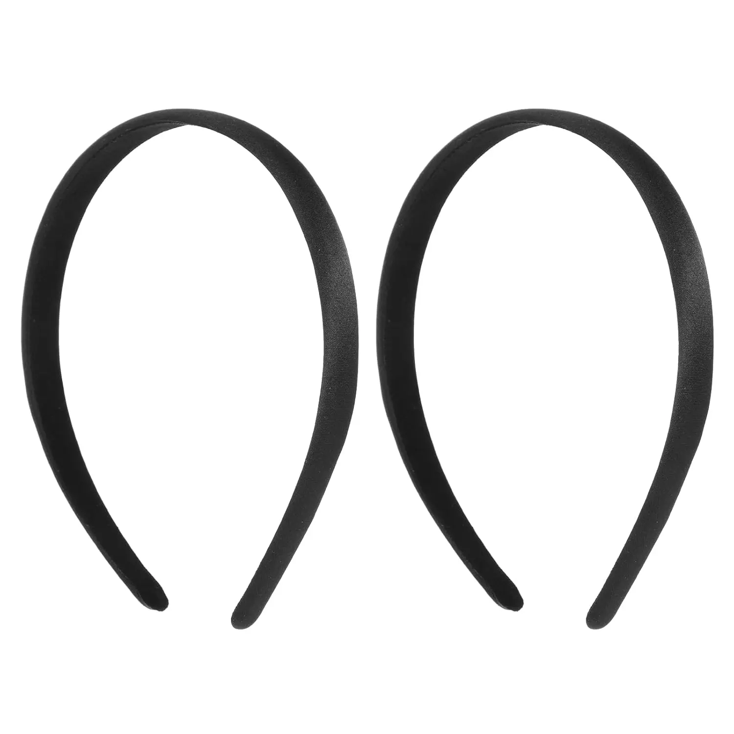 2 count Satin Headbands Wide Hard  Band Fashion Solid Hairband Non-Slip Plain Hair Bands DIY Holiday Elastic Hoops for Women Girls  Holiday Halloween Christmas Valentine's Day(black, 1.5cm)