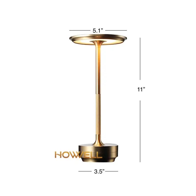 HowWell, Contemporary Table Lamp, LED Lamp, Cordless, 3-Color Touch Control, Aluminum Alloy
