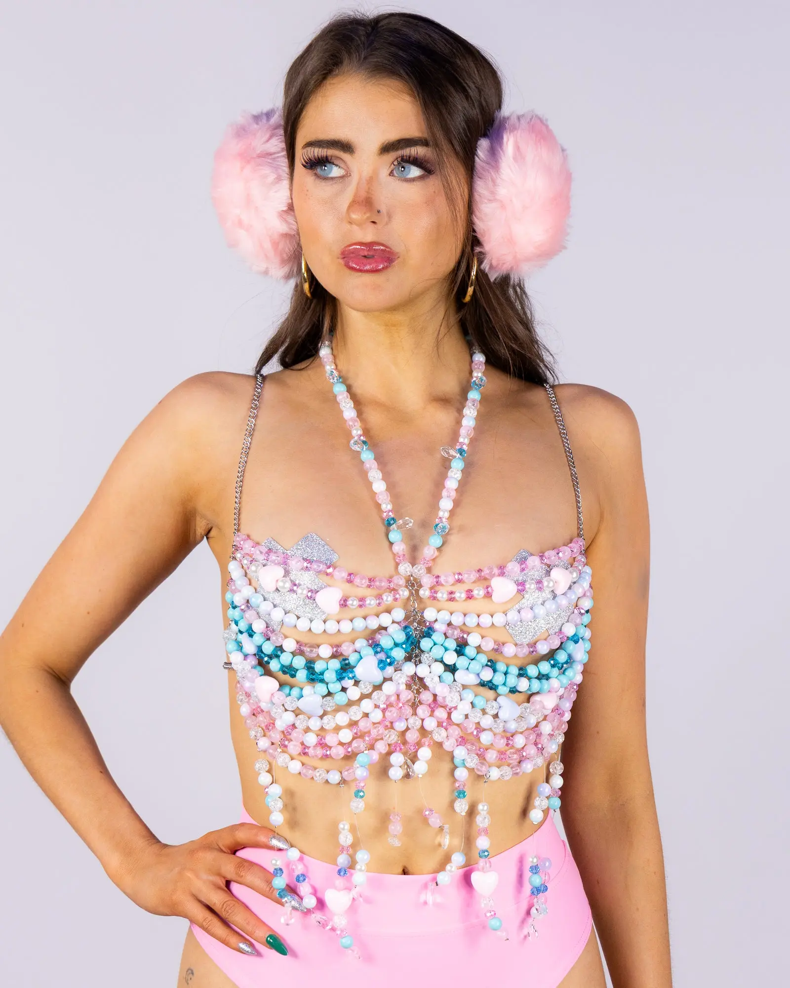 Kandi Crush Women's Blue/Pink Bead Top