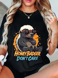 100% Cotton Honey Badger Don’t Care Funny Zero Care Honey Badger Style T-Shirt