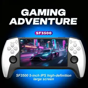 SF3500 Handheld Retro Gaming Console Features a 5-Inch IPS HD Screen, Supports USB Charging, And Has a Built-In Lithium Battery. It'S a Portable Gaming Device with an Ergonomic Design And a Stand for Easy Placement. This Handheld Gaming Comp
