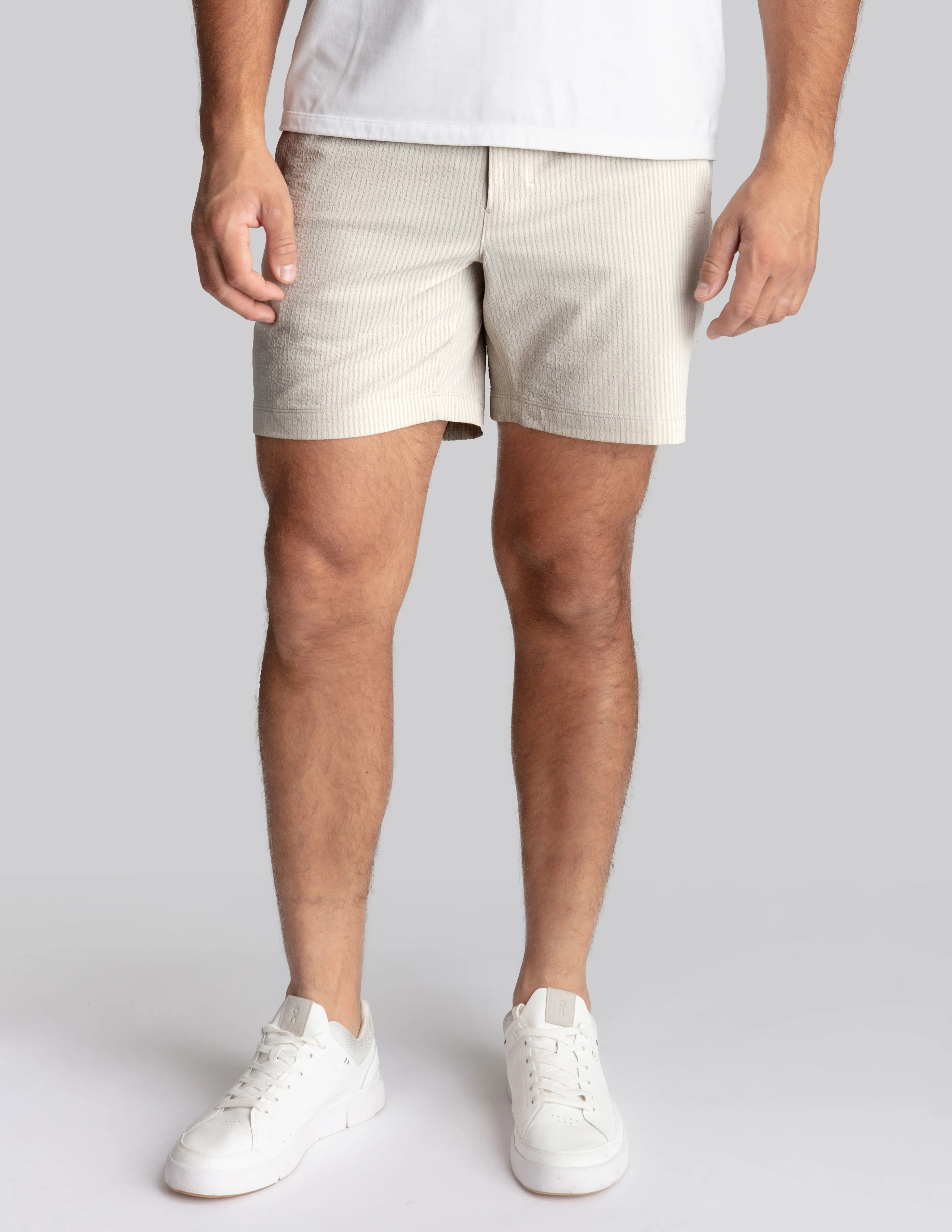 3 in 1 Khaki Shorts - Stone Seersucker (The Wolf of K Street)