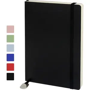 A5 Journal Notebook,Soft Cover - 5.6"x8.25" Line/Grid/Blank, 208 Pages, Soft Leather Journal for , Work & School(black,line)