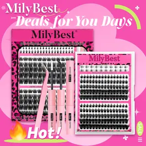 MilyBest Cove Eyelashes ,1 Set Mixed Length Individval Eyelash Extensions Kit,Self Grafting False Eyelashes with Tweezers&Glue&,Prefessional Eye Makeup Accessories for Women