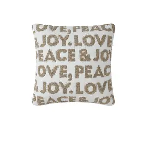 Sunday Citizen Love, Peace, And Joy Throw Pillow in Biscotti & Off White