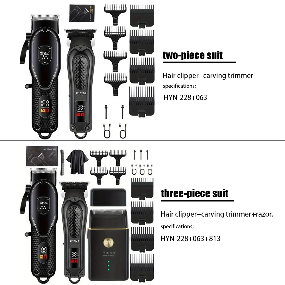2/3 men's professional hair and beard trimming set-cordless scissors with LED display, precision trimming set, USB rechargeable, suitable for family, perfect holiday gift, Cordless Hair Cutting, Hair Trimmer Set