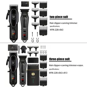 2/3 men's professional hair and beard trimming set-cordless scissors with LED display, precision trimming set, USB rechargeable, suitable for family, perfect holiday gift, Cordless Hair Cutting, Hair Trimmer Set