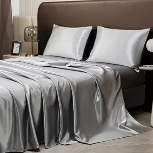 100% Bamboo Fitted Sheet  Satin Fitted Sheet & Pillowcase 3 pc  with , Soft Texture, Available in Multiple Sizes, Ideal for Home & Hotel Use protector