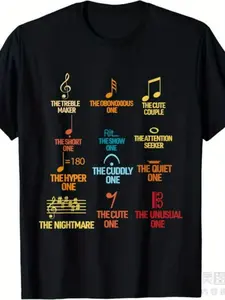 Funny Music Theory T-Shirt with Musical Notes & Symbols - Treble & Bass Clef, Time Signature Charts, Dynamics & Articulation Markings - 220gsm Heavyweight Pure Retro Graphic Tee for Musicians, Music Lovers - Unisex Adult Casual Musician Apparel