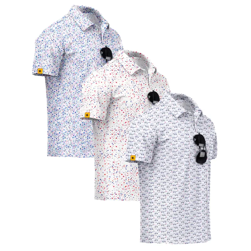 White background golf car flag + white background red and blue splatter + paint splashes