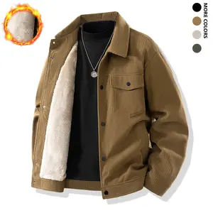 Men's Heavyweight Fleece-Lined Winter Jacket - Stand Collar, Front Button Design, Chest Pocket - Warm, Comfortable - Suitable for Office, Commuting - Ideal Gift for Businessmen